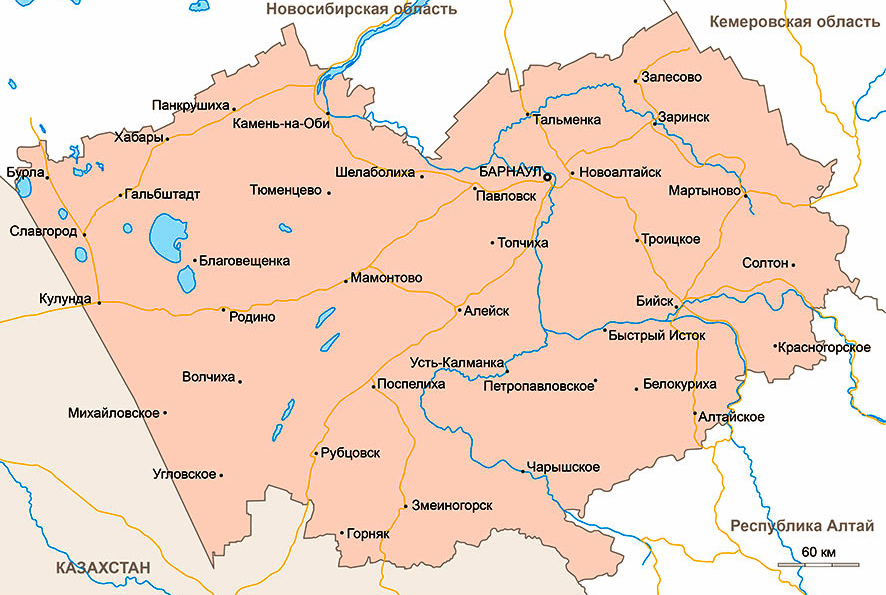 Карта Алтайского края