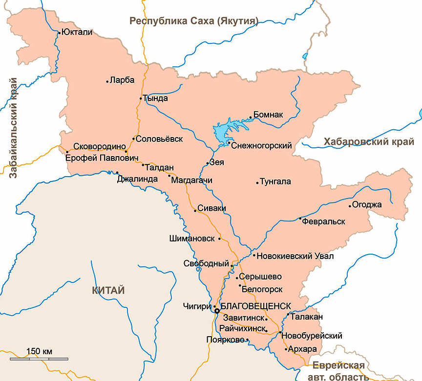 Карта Амурской области