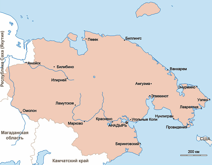 Карта Чукотского Автономного Округа