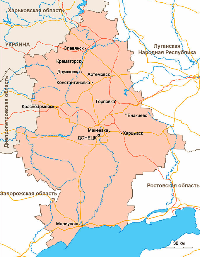 Карта Донецкой Народной Республики