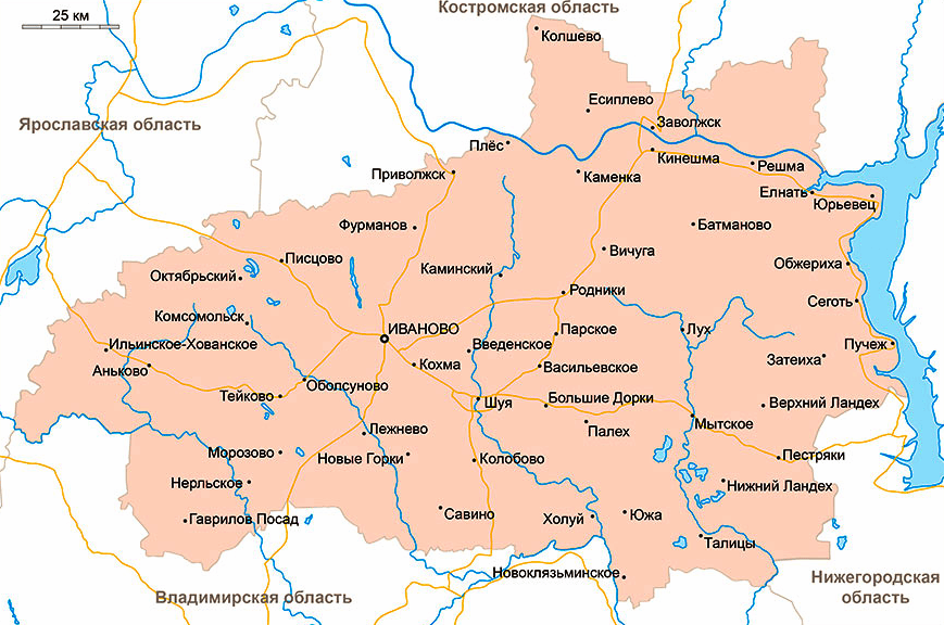 Карта Ивановской области