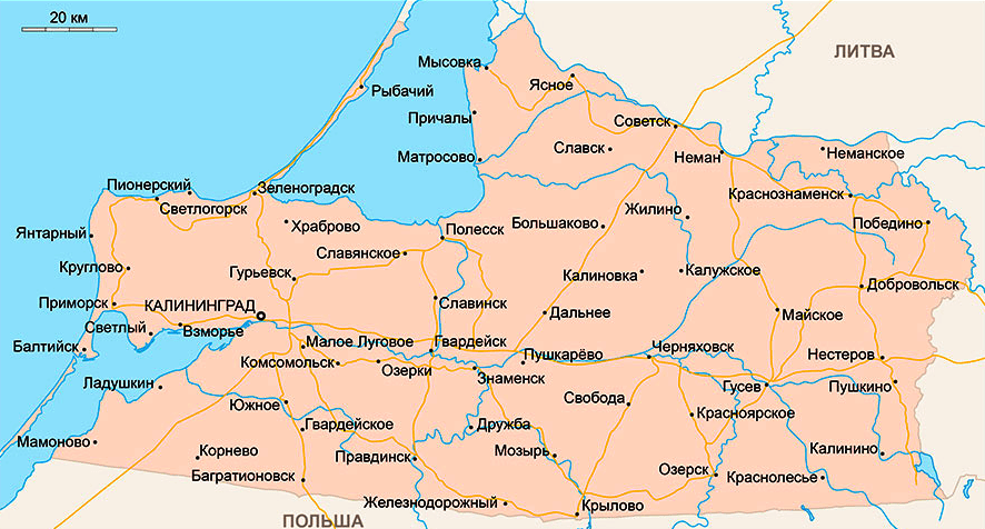 Карта Калининградской области