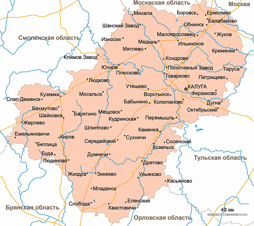 Карта Калужской области