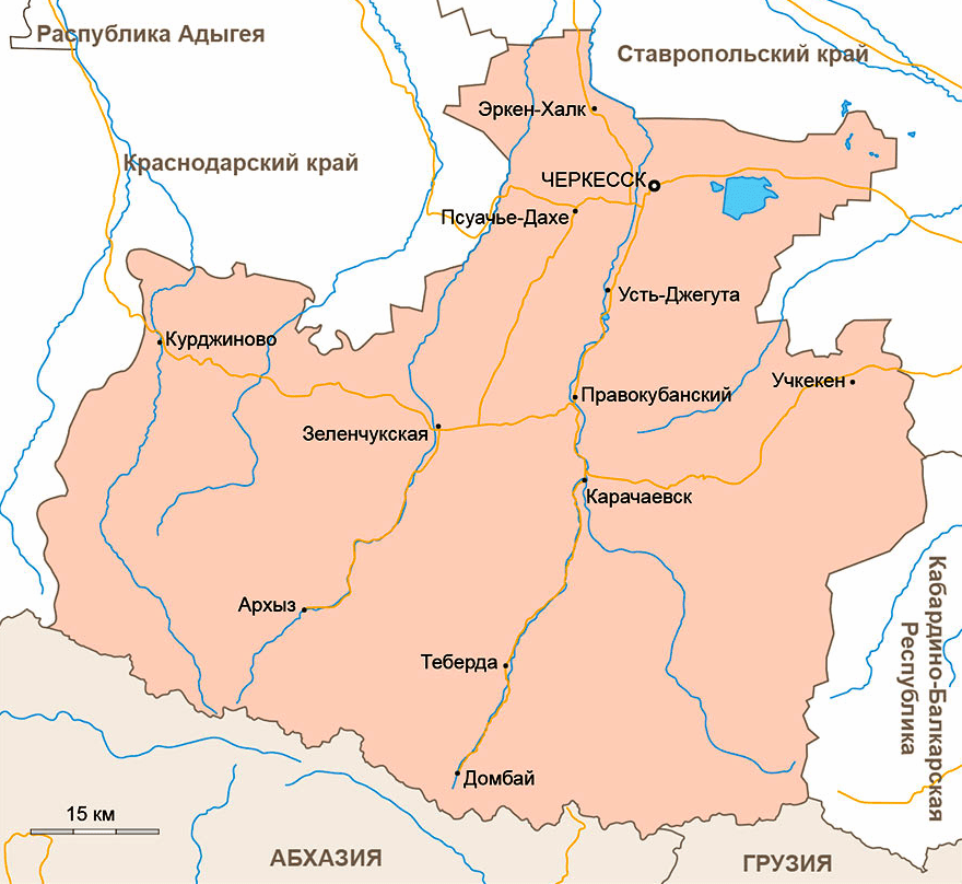 Карта Карачаево-Черкесской Республики