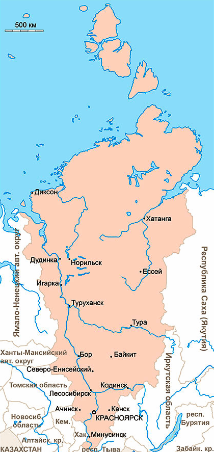 Карта Красноярского края