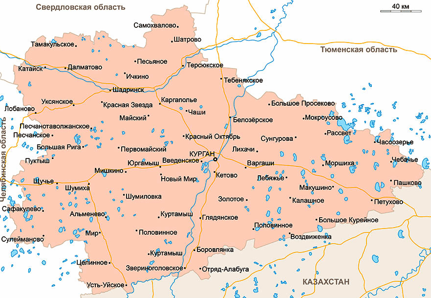 Карта Курганской области