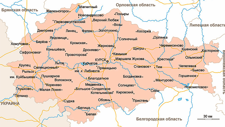 Карта Курской области