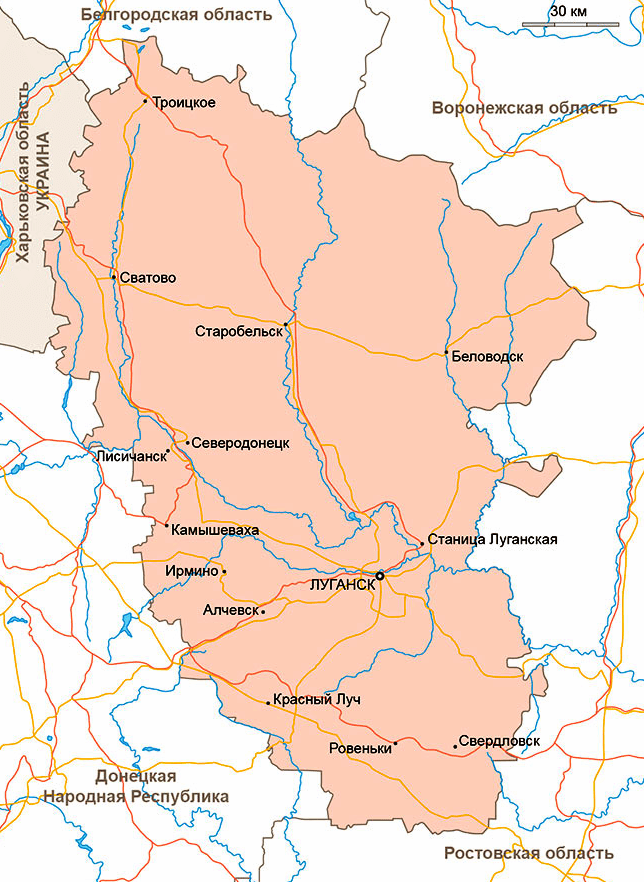 Карта Луганской Народной Республики