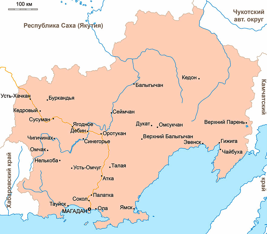 Карта Магаданской области