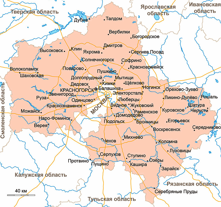 Карта Московской области