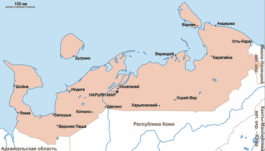 Карта Ненецкого автономного округа