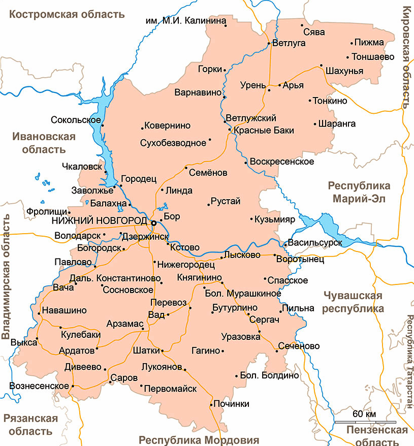 Карта Нижегородской области