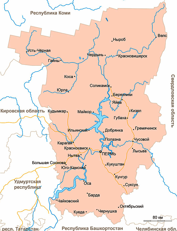 Карта Пермского края