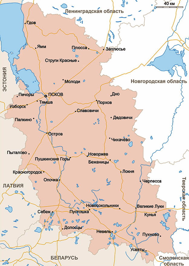 Карта Псковской области