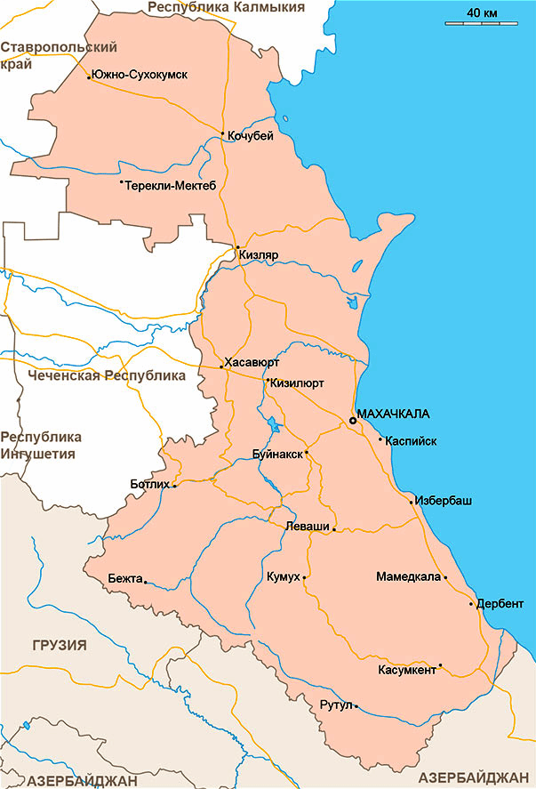Карта Дагестана