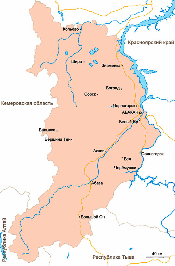 Карта Хакасии