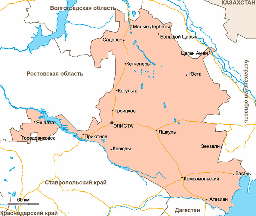 Карта Калмыкии