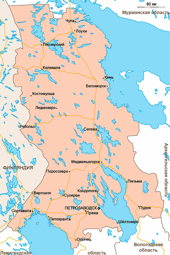 Карта Карелии