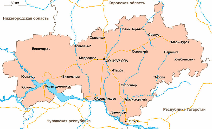 Карта Марий Эл