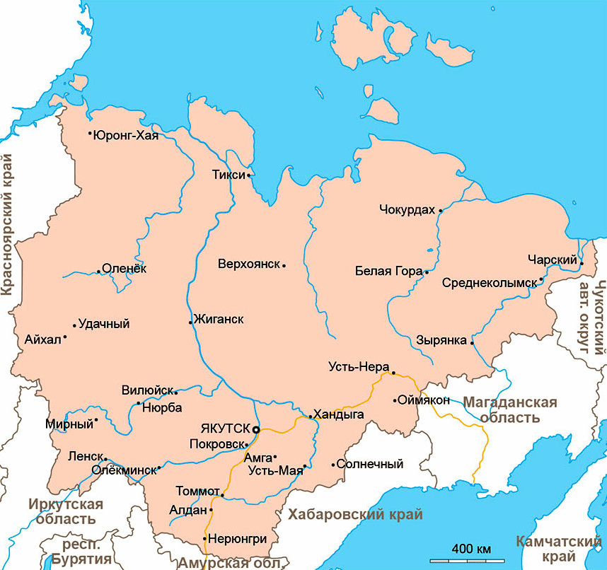 Карта Саха (Якутии)