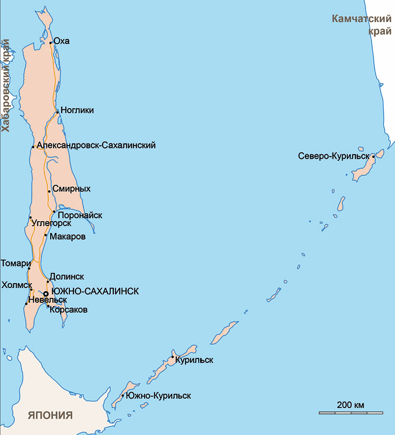 Карта Сахалинской области