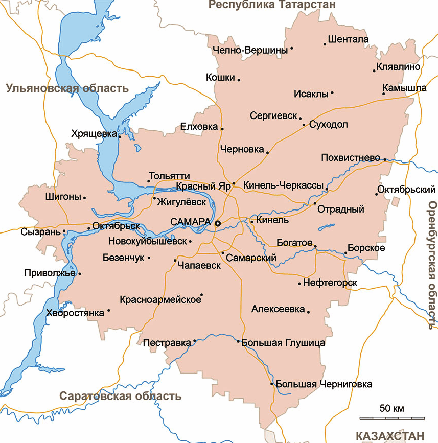 Карта Самарской области