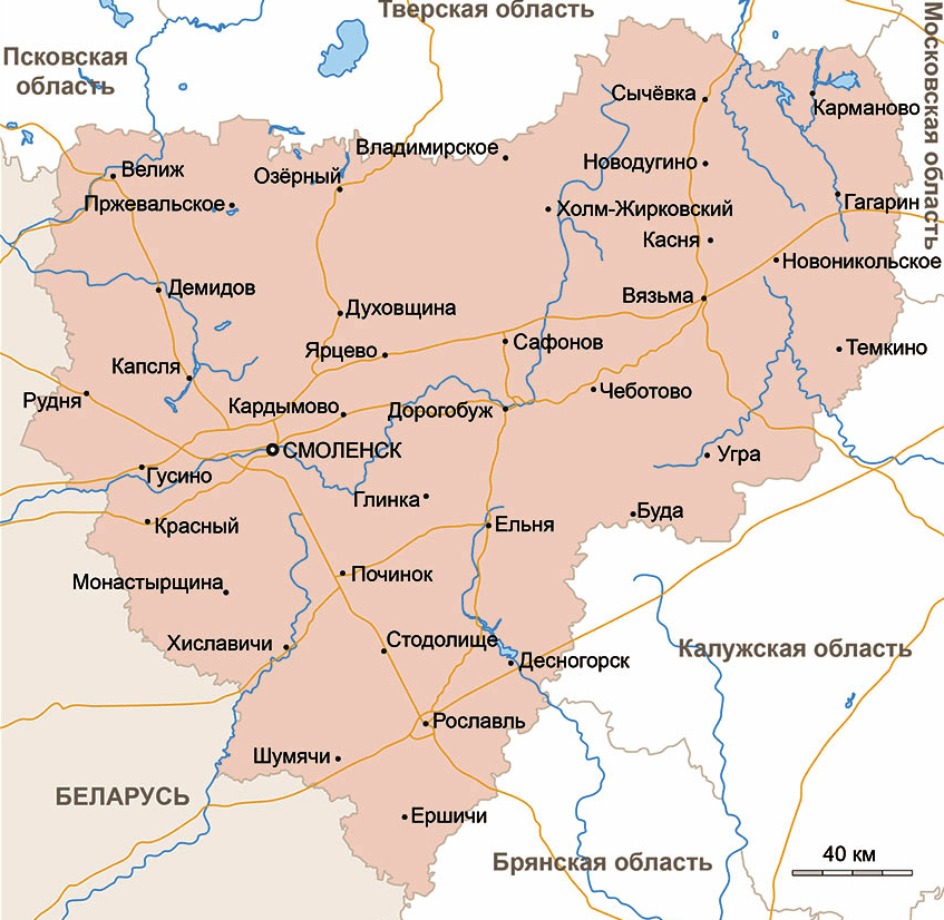Карта Смоленской области