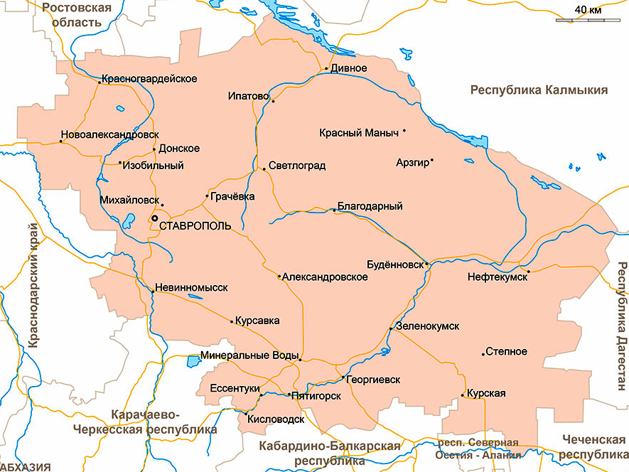 Карта Ставропольского края