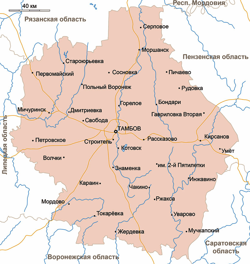 Карта Тамбовской области
