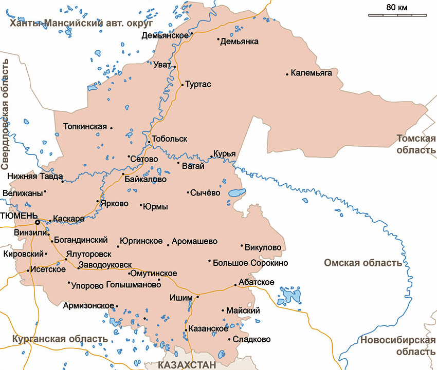 Карта Тюменской области