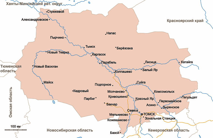 Карта Томской области
