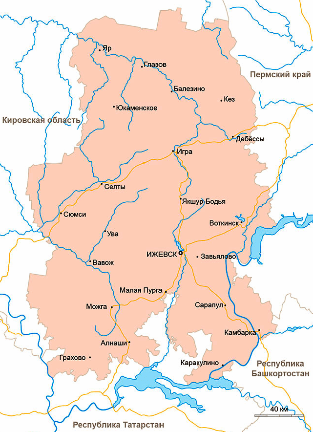 Карта Удмуртии