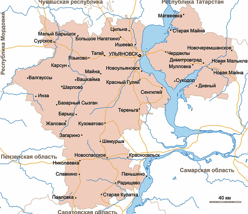 Карта Ульяновской области