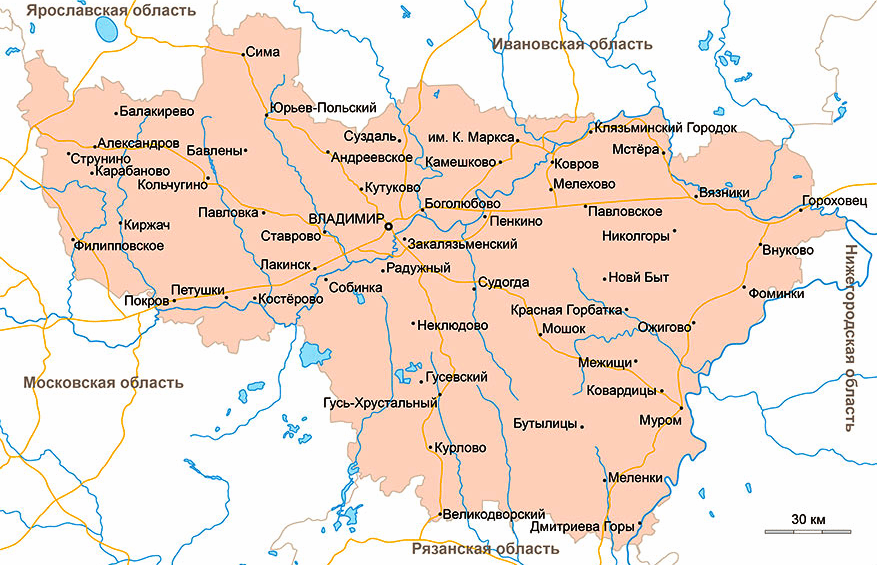 Карта Владимирской области
