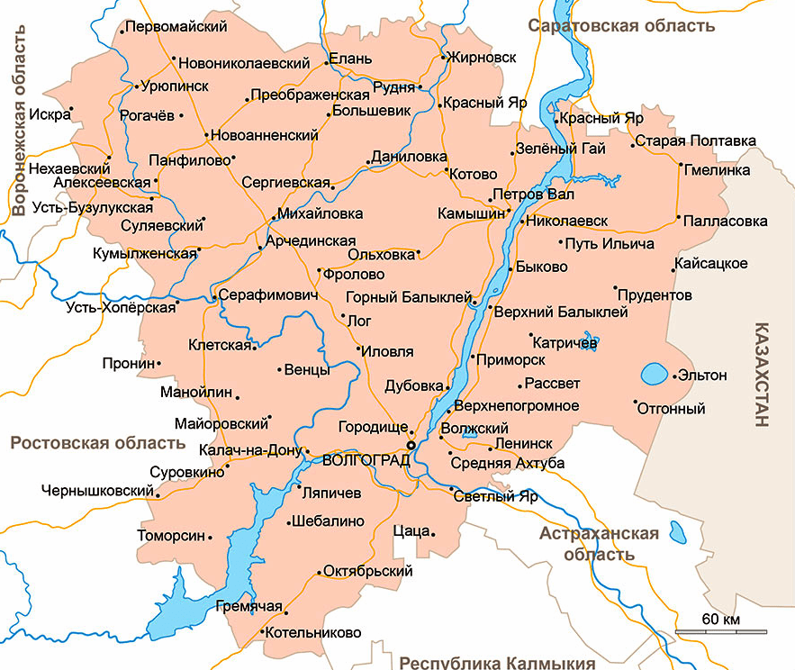 Карта Волгоградской области
