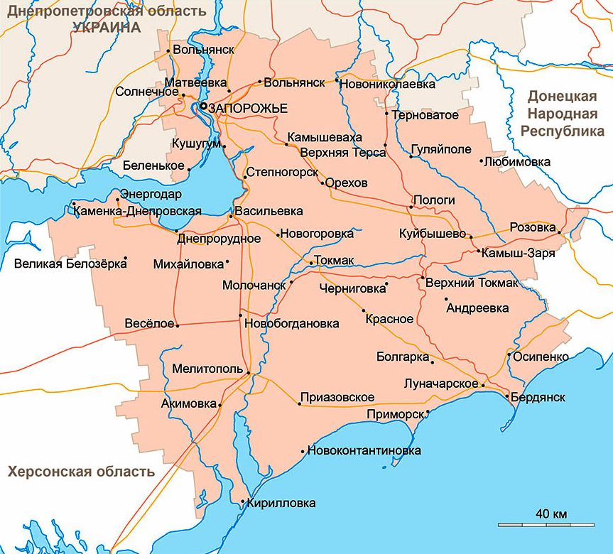 Карта Запорожской области